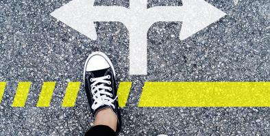 image of feet and directional arrows