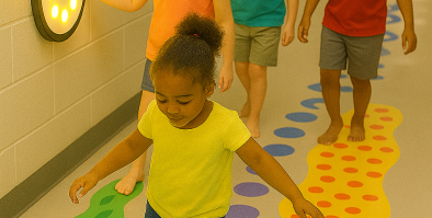 children on a sensory walk
