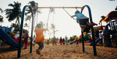 Children swinging