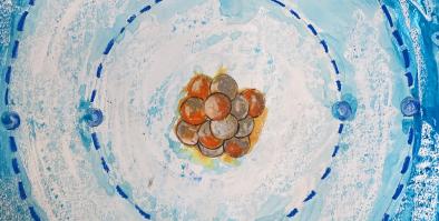 Oil and Water interpretation of the Carbon Atom by Adele Drake.
