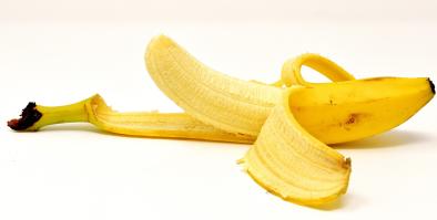Half peeled banana