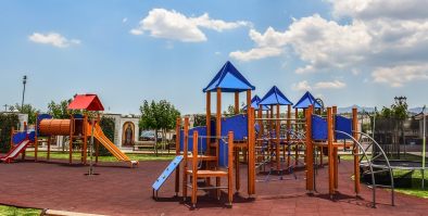 Empty colorful playground on a sunny day